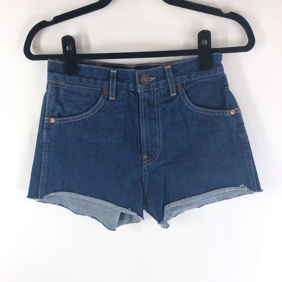 Re/Done Womens Double Needle Western Shorts Cut Off Denim Dark Wash 24